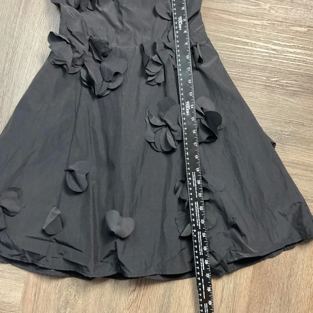 Bebe 3D Floral Fit and Flare Mini Dress Womens Small Black Coquette Dance Classy